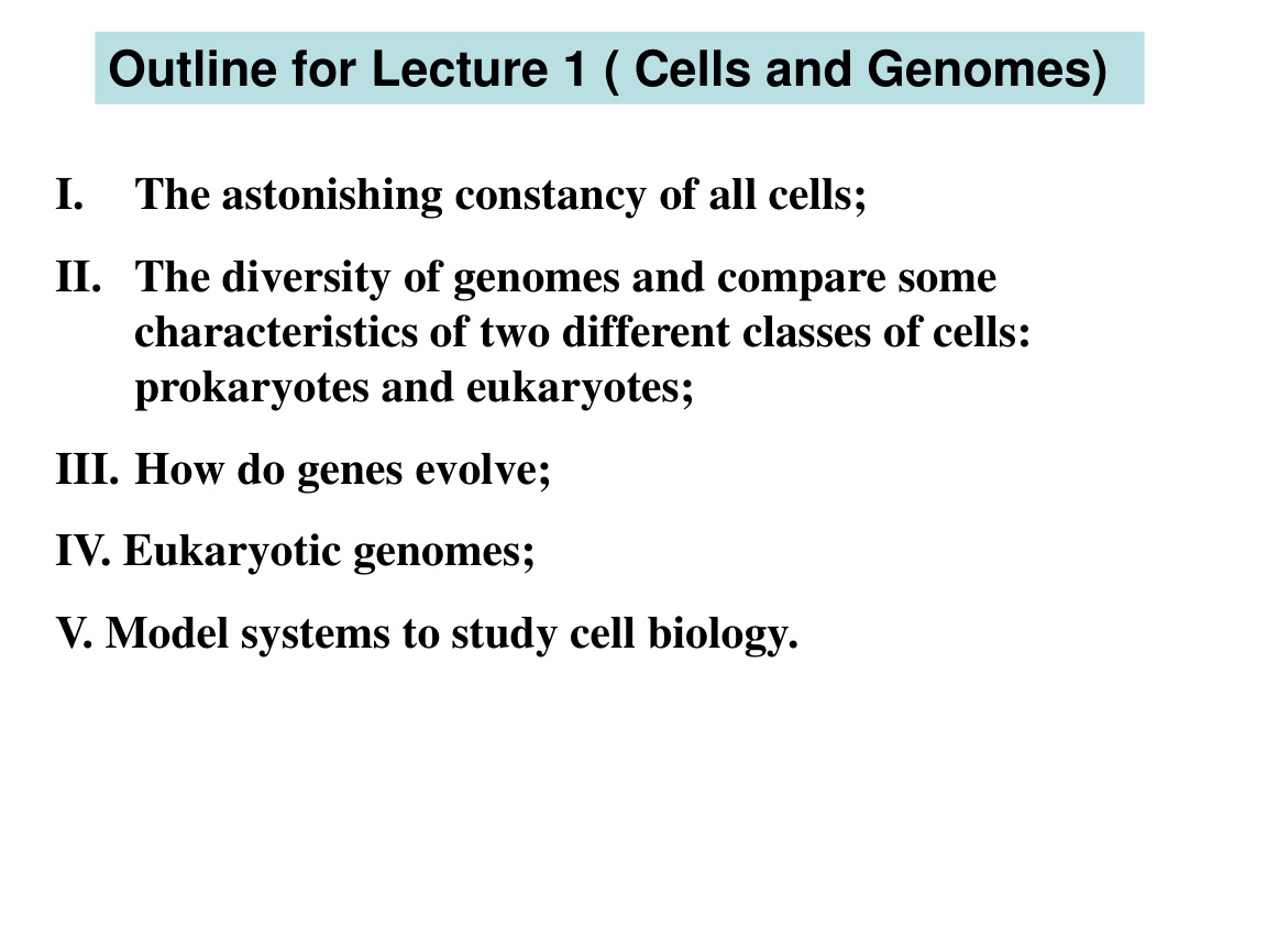 Course overview: cell constancy and genome diversity