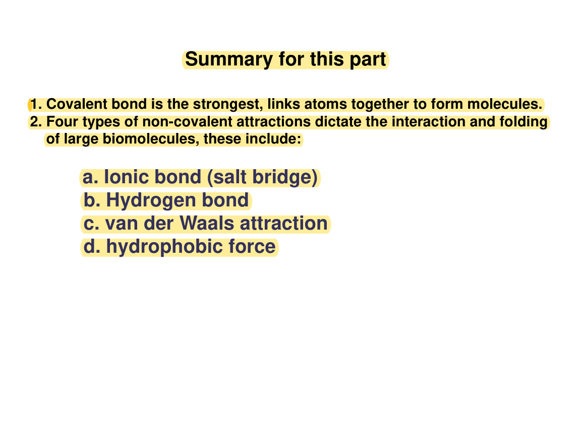 Covalent vs non-covalent interaction summary